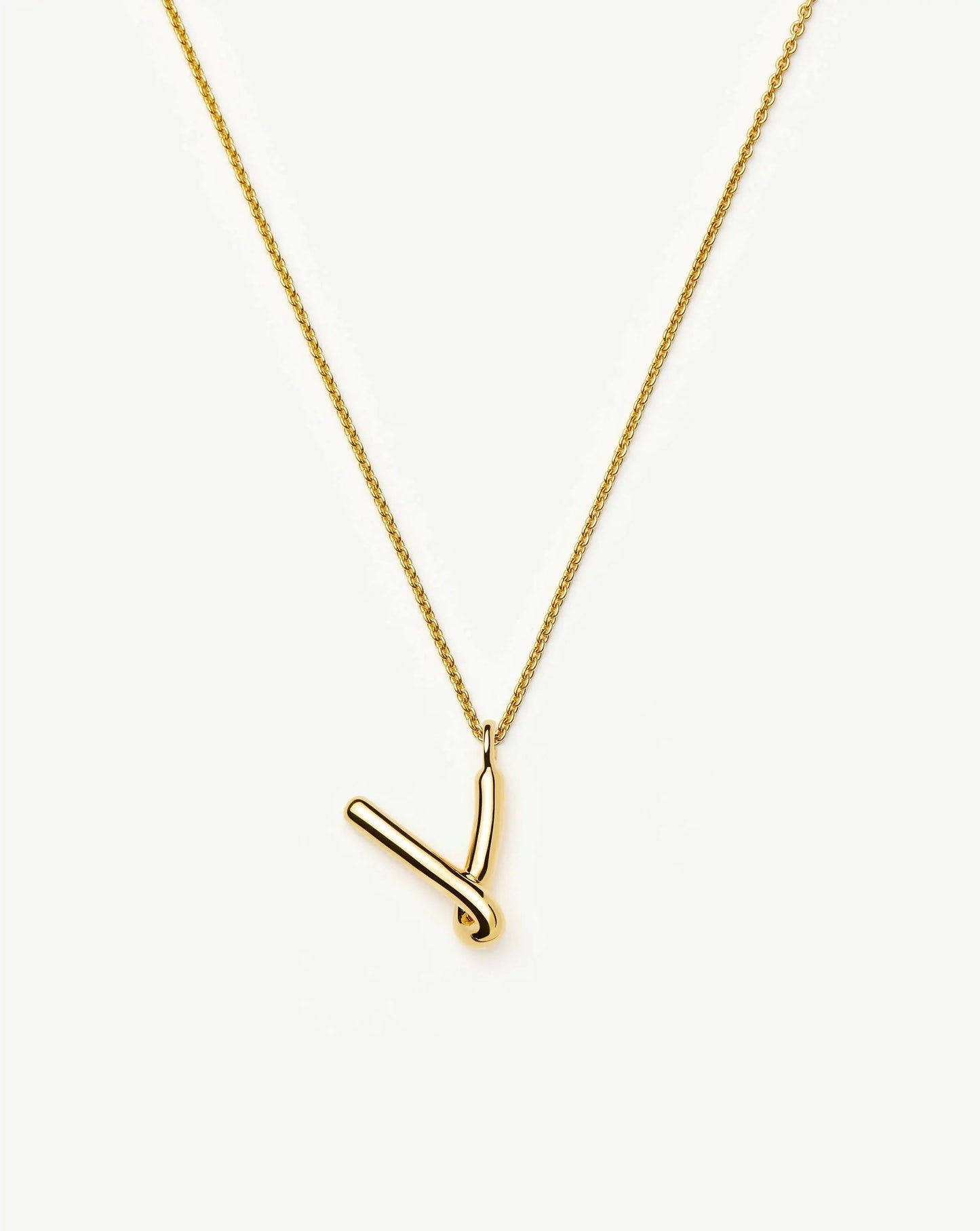 Curly Molten Initial Pendant Necklace - V | 18ct Gold Vermeil Necklaces Missoma 
