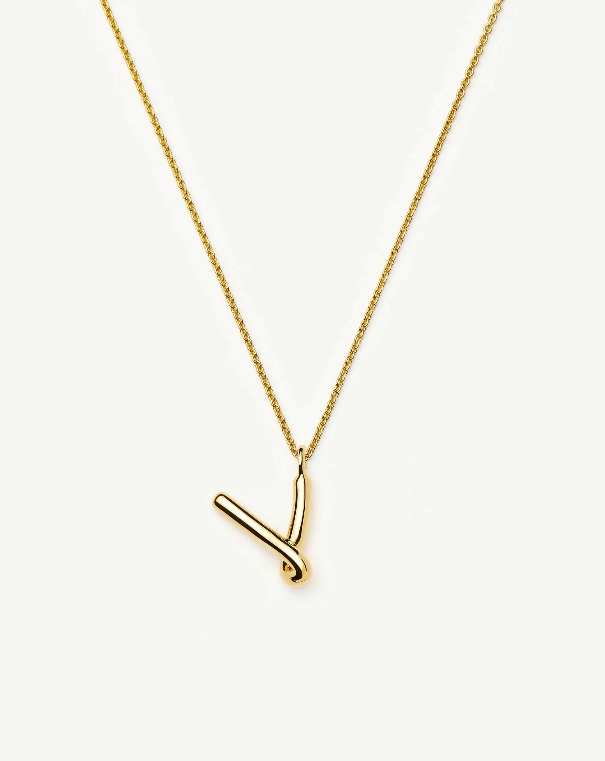 Curly Molten Initial Pendant Necklace - V | 18ct Gold Vermeil Necklaces Missoma 