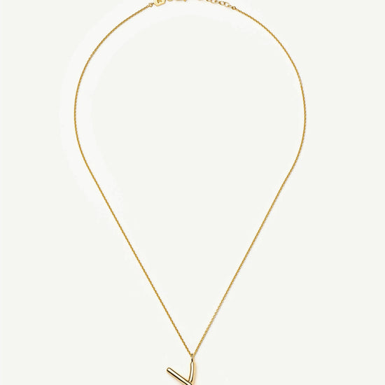 Curly Molten Initial Pendant Necklace - V | 18ct Gold Vermeil Necklaces Missoma 