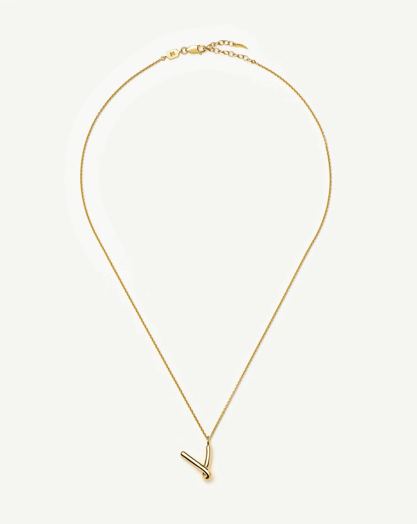 Curly Molten Initial Pendant Necklace - V | 18ct Gold Vermeil Necklaces Missoma 