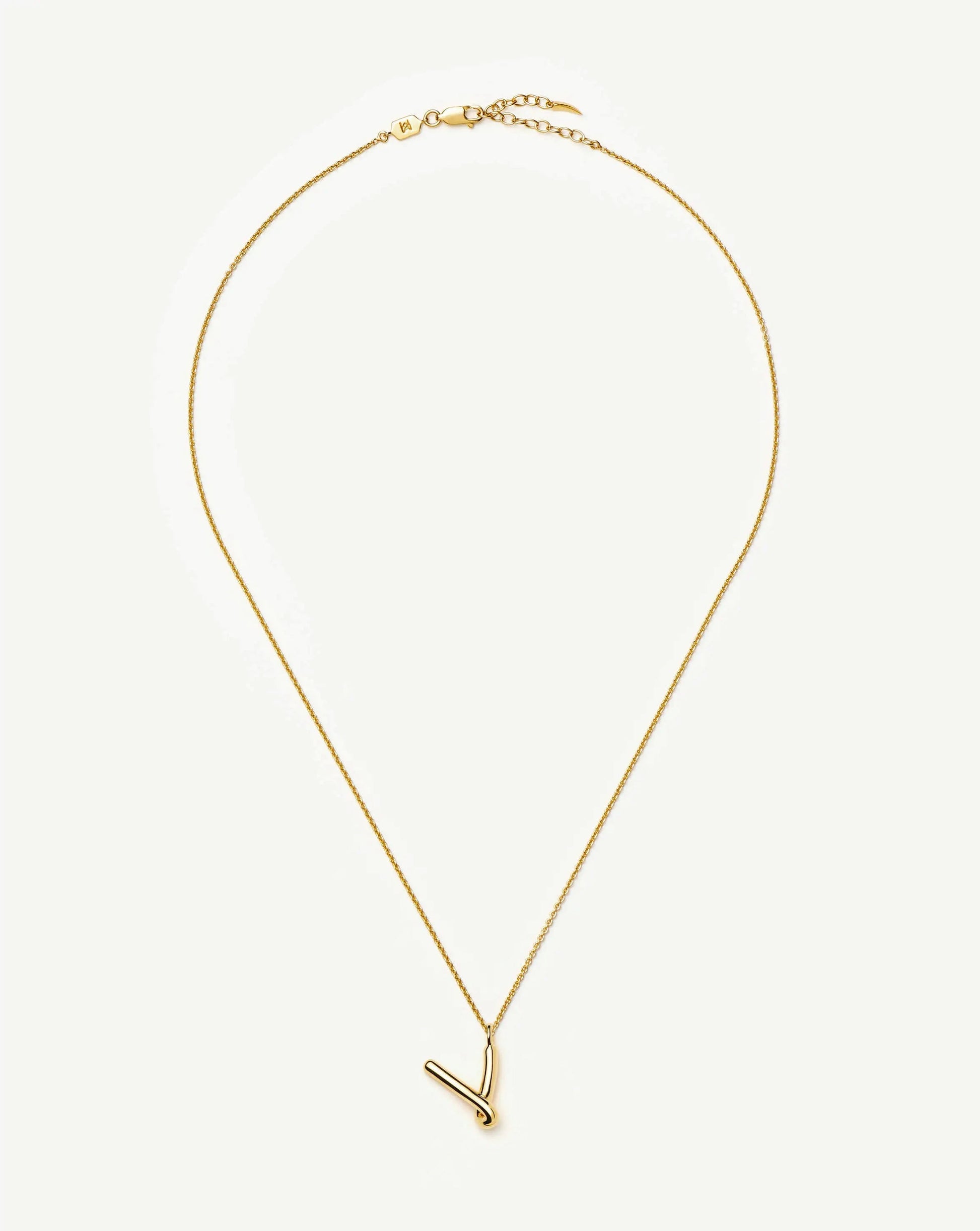 Curly Molten Initial Pendant Necklace - V | 18ct Gold Vermeil Necklaces Missoma 