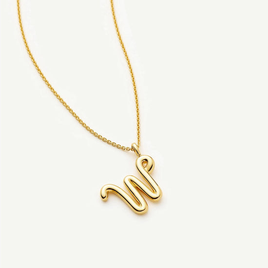 Curly Molten Initial Pendant Necklace - W | 18ct Gold Vermeil Necklaces Missoma 