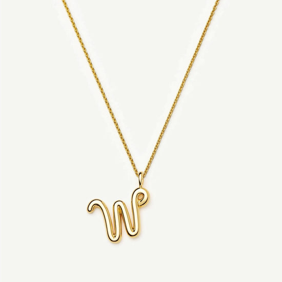 Curly Molten Initial Pendant Necklace - W | 18ct Gold Vermeil Necklaces Missoma 