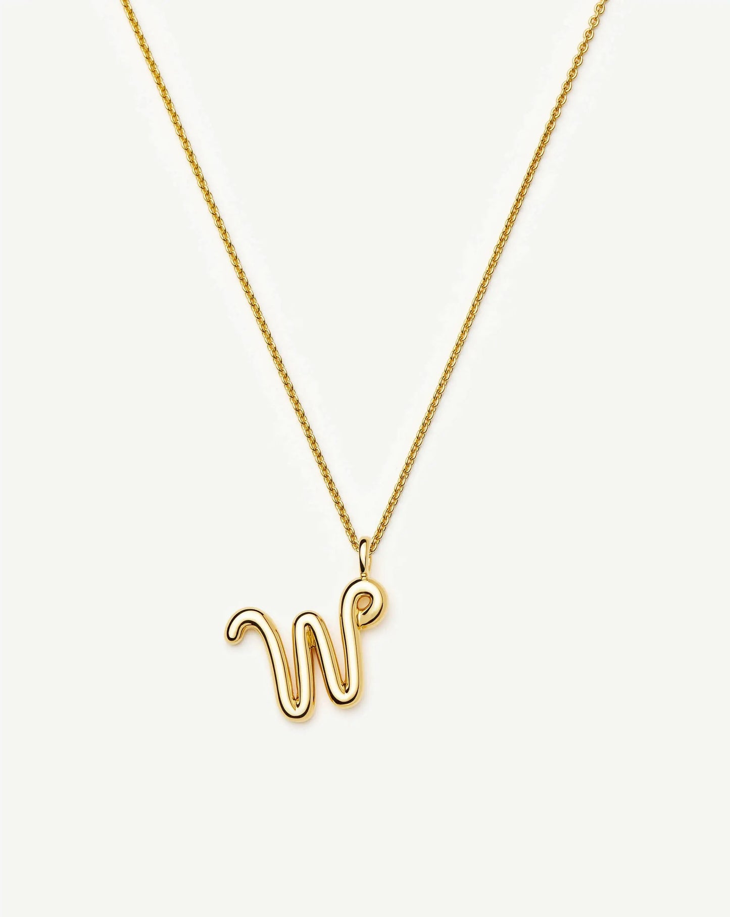 Curly Molten Initial Pendant Necklace - W | 18ct Gold Vermeil Necklaces Missoma 