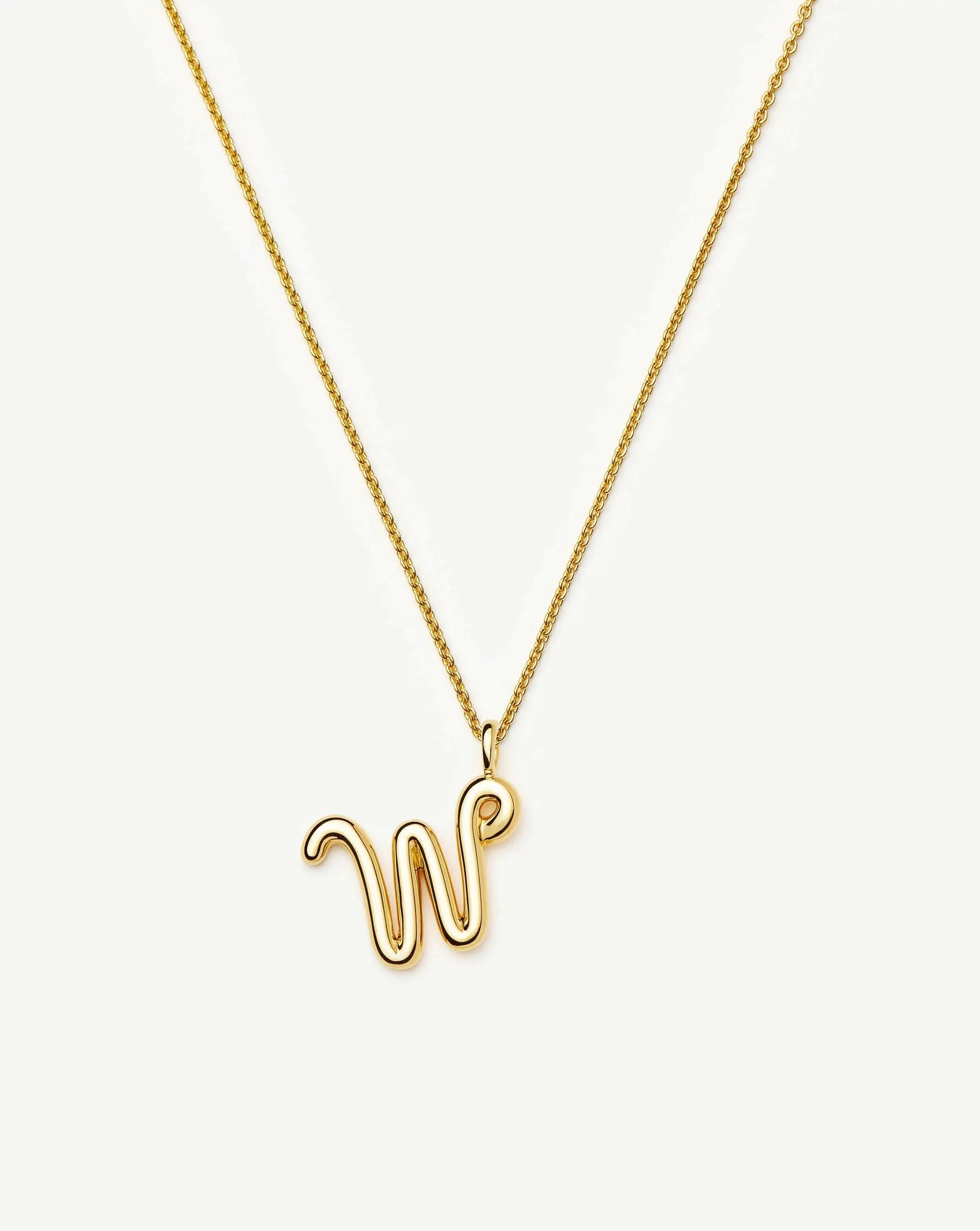 Curly Molten Initial Pendant Necklace - W | 18ct Gold Vermeil Necklaces Missoma 