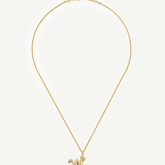 Curly Molten Initial Pendant Necklace - W | 18ct Gold Vermeil Necklaces Missoma 