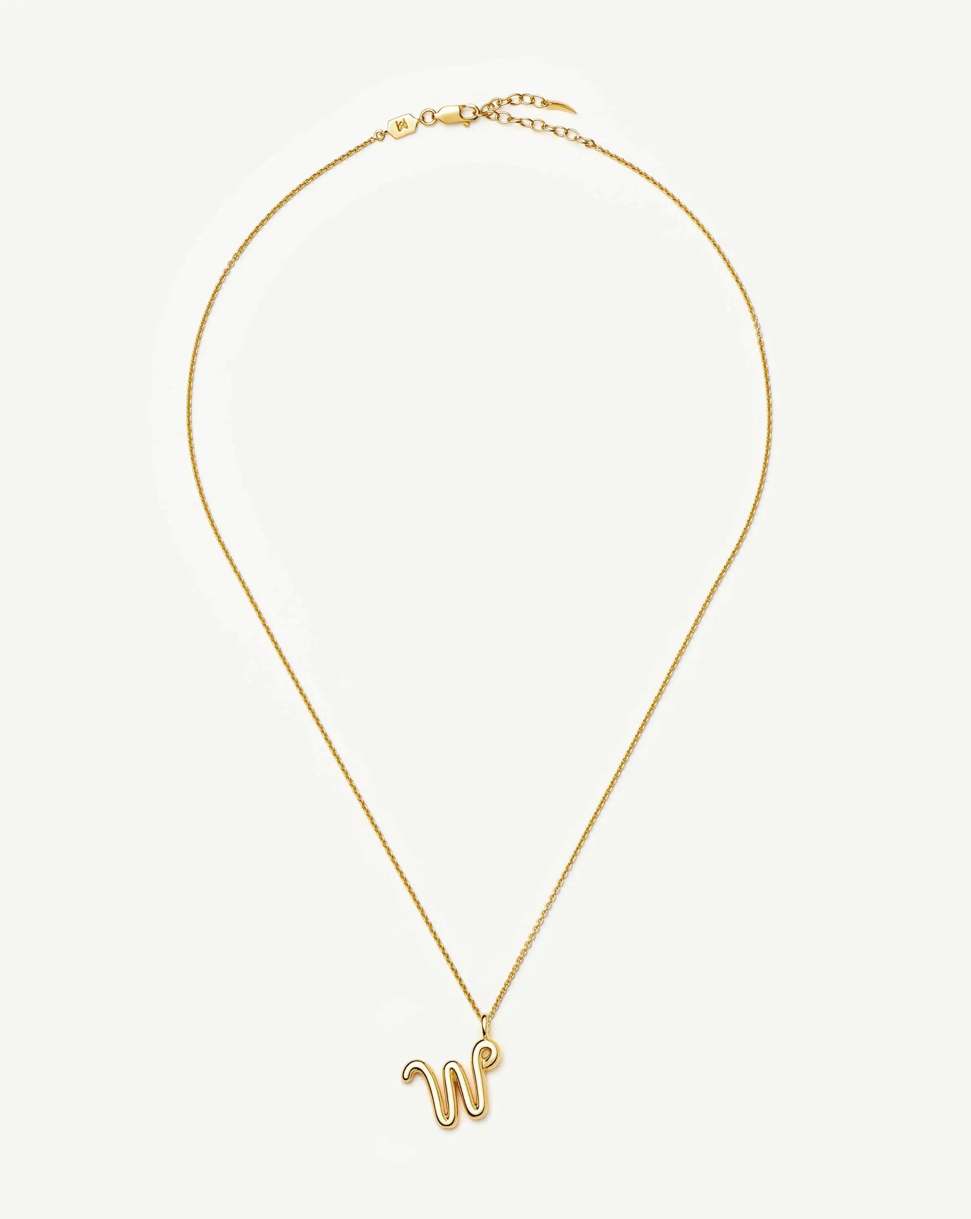 Curly Molten Initial Pendant Necklace - W | 18ct Gold Vermeil Necklaces Missoma 