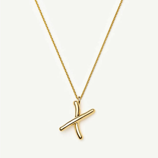 Curly Molten Initial Pendant Necklace - X | 18ct Gold Vermeil Necklaces Missoma 