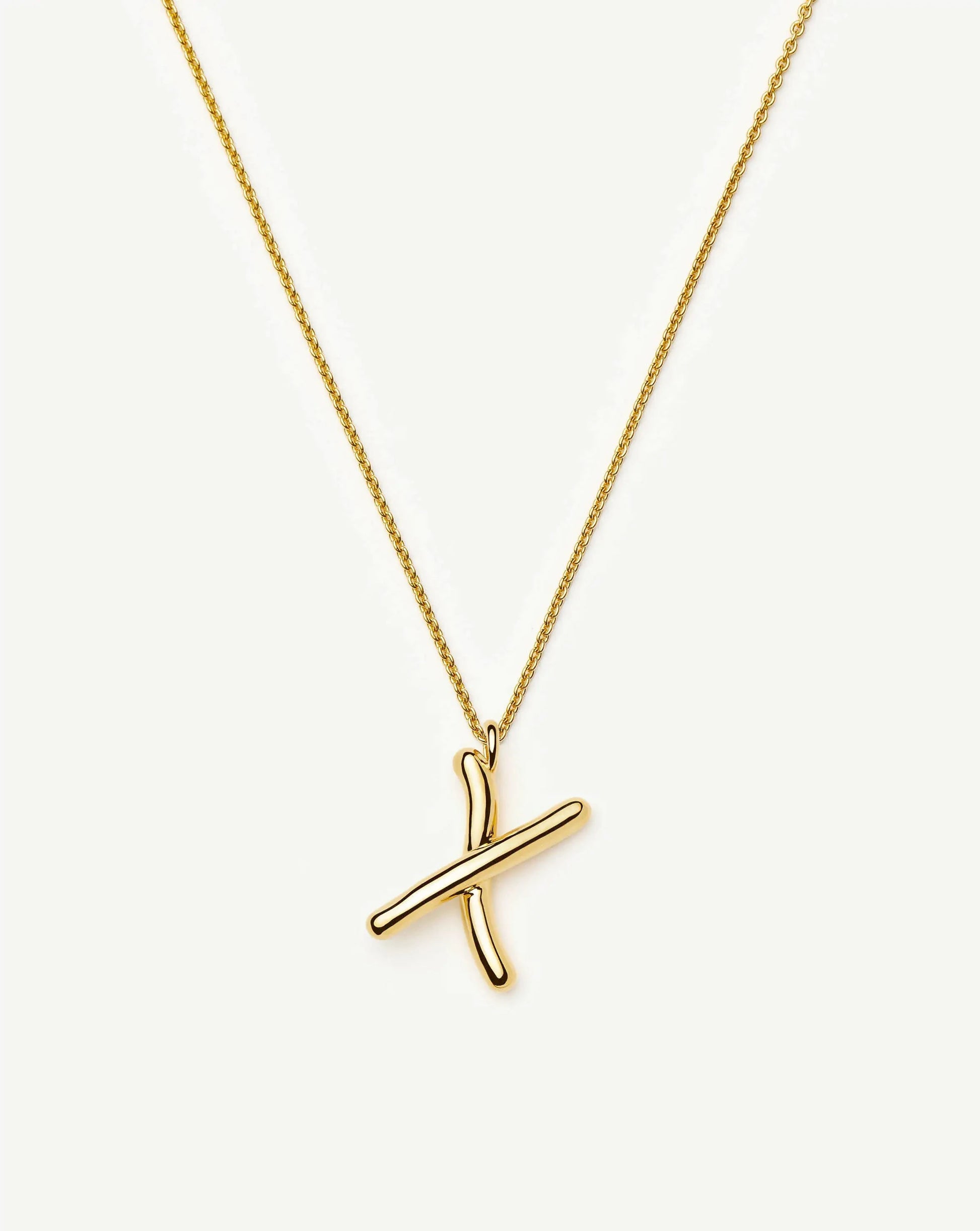 Curly Molten Initial Pendant Necklace - X | 18ct Gold Vermeil Necklaces Missoma 