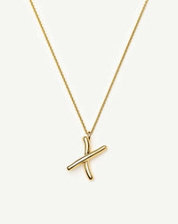 Curly Molten Initial Pendant Necklace - X | 18ct Gold Vermeil Necklaces Missoma 