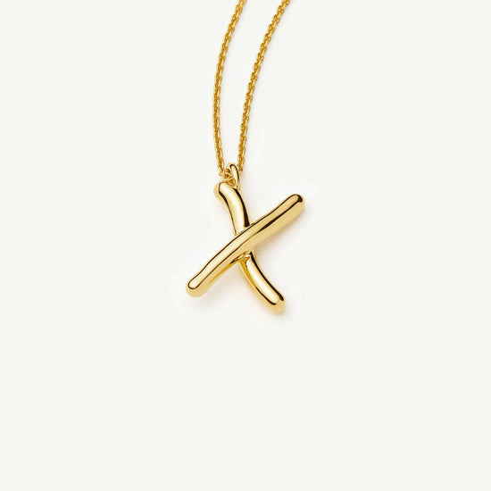 Curly Molten Initial Pendant Necklace - X | 18ct Gold Vermeil Necklaces Missoma 