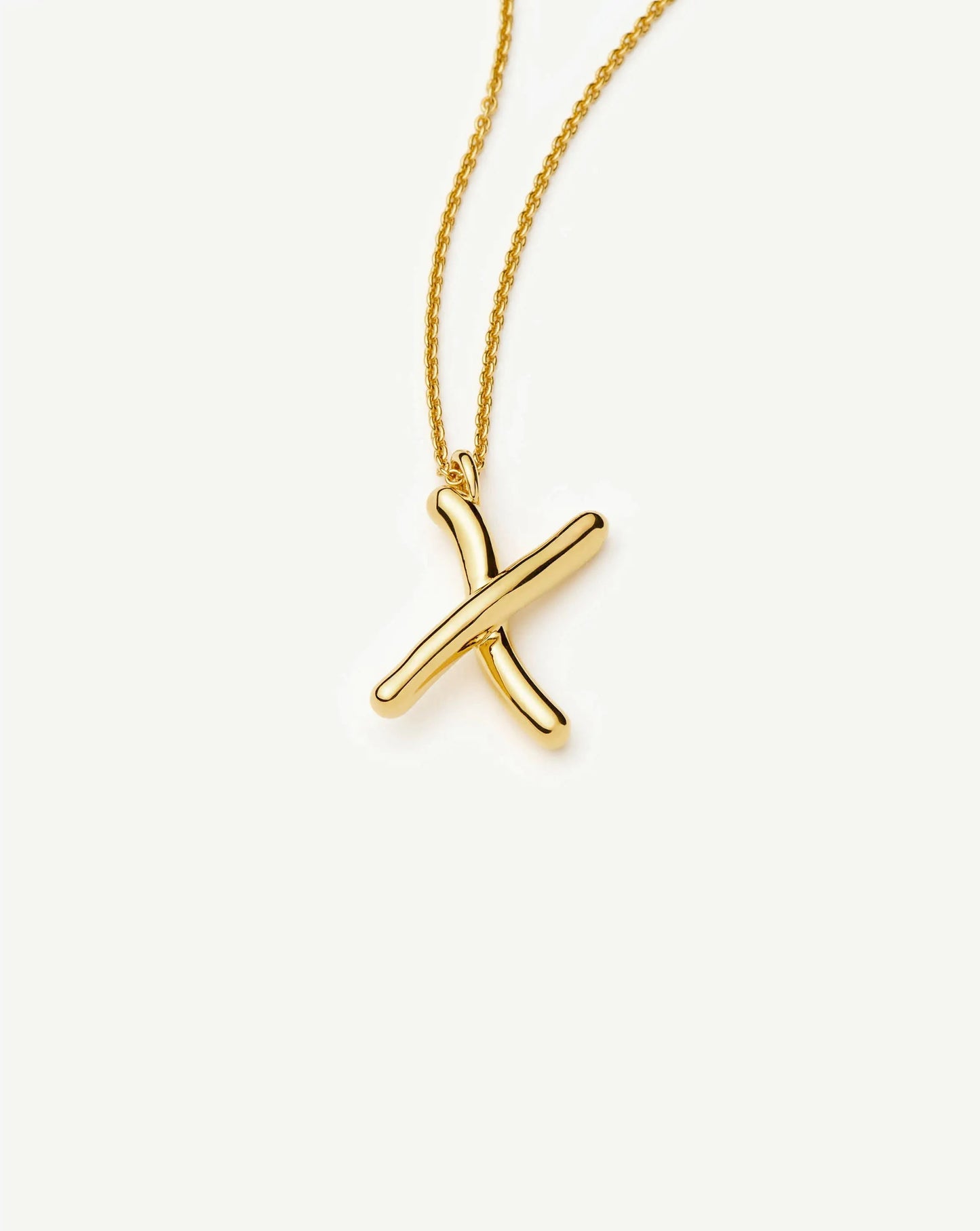 Curly Molten Initial Pendant Necklace - X | 18ct Gold Vermeil Necklaces Missoma 