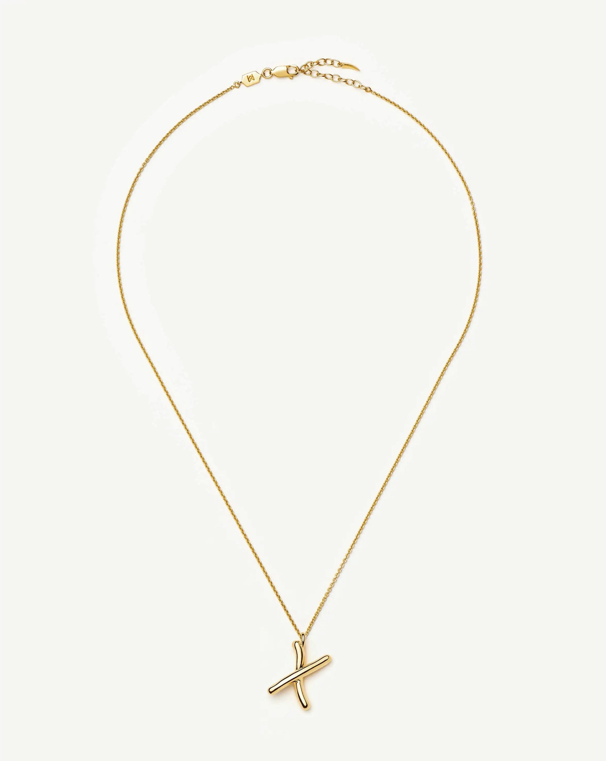 Curly Molten Initial Pendant Necklace - X | 18ct Gold Vermeil Necklaces Missoma 