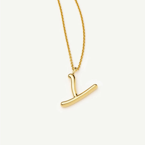 Curly Molten Initial Pendant Necklace - Y | 18ct Gold Vermeil Necklaces Missoma 