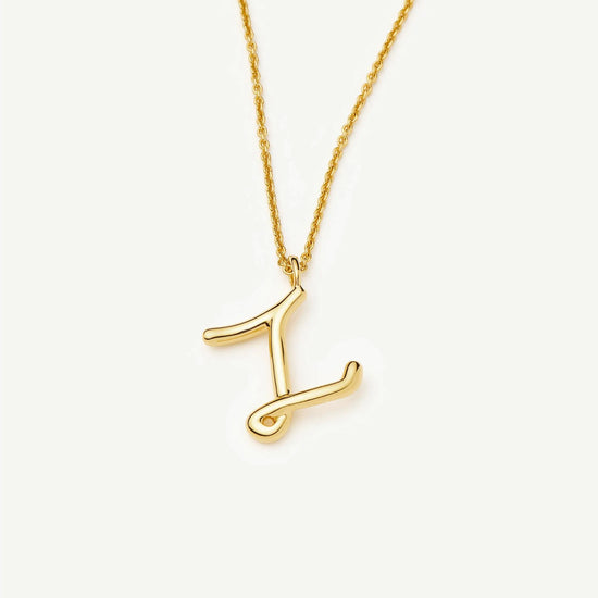 Curly Molten Initial Pendant Necklace - Z | 18ct Gold Vermeil Necklaces Missoma 