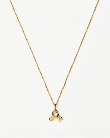Curly Molten Mini Initial Necklace - A | 18ct Gold Vermeil Necklaces Missoma 