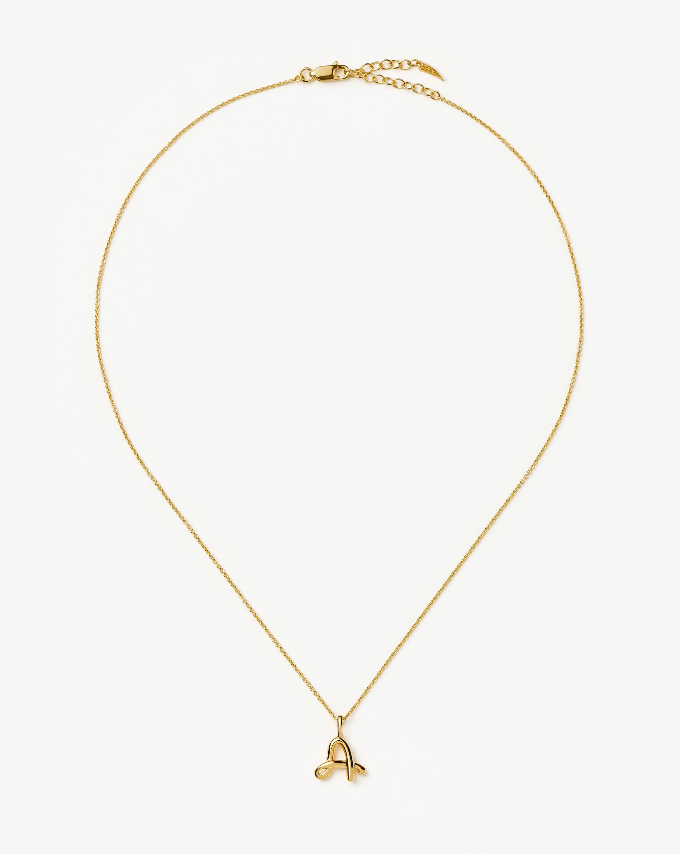 Curly Molten Mini Initial Necklace - A | 18ct Gold Vermeil Necklaces Missoma 