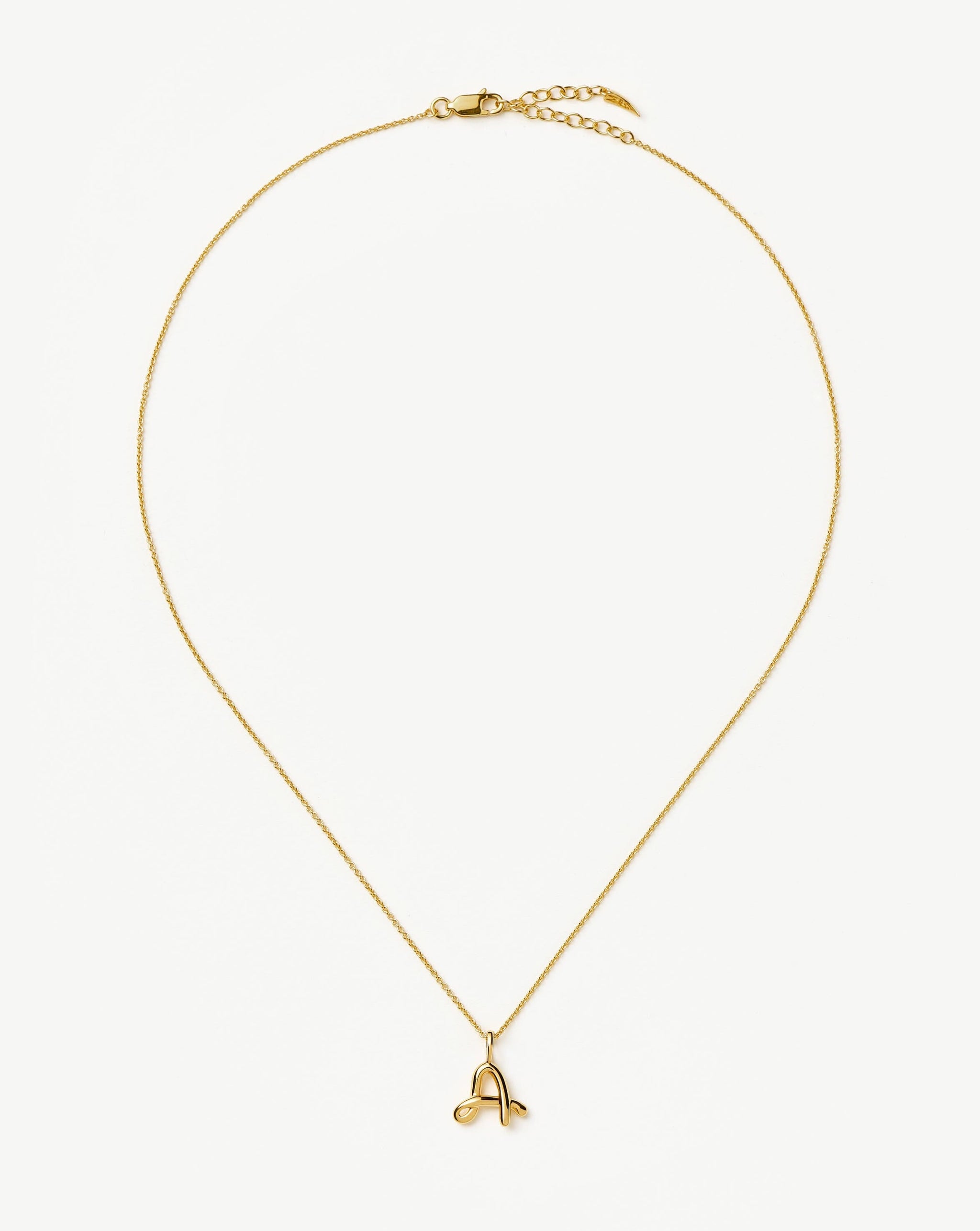 Curly Molten Mini Initial Necklace - A | 18ct Gold Vermeil Necklaces Missoma 