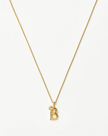 Curly Molten Mini Initial Necklace - B | 18ct Gold Vermeil Necklaces Missoma 