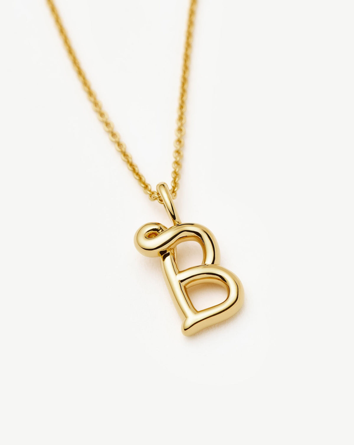 Curly Molten Mini Initial Necklace - B | 18ct Gold Vermeil Necklaces Missoma 