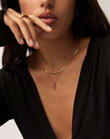 Curly Molten Mini Initial Necklace - B | 18ct Gold Vermeil Necklaces Missoma 