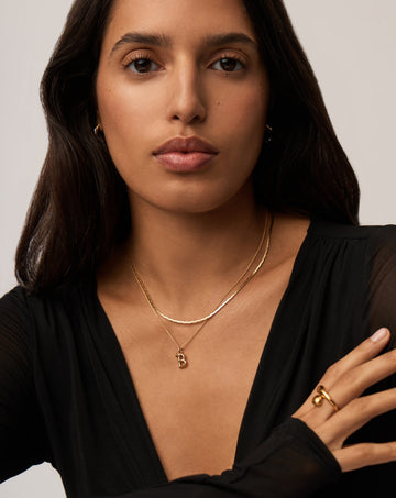 Curly Molten Mini Initial Necklace - B | 18ct Gold Vermeil Necklaces Missoma 