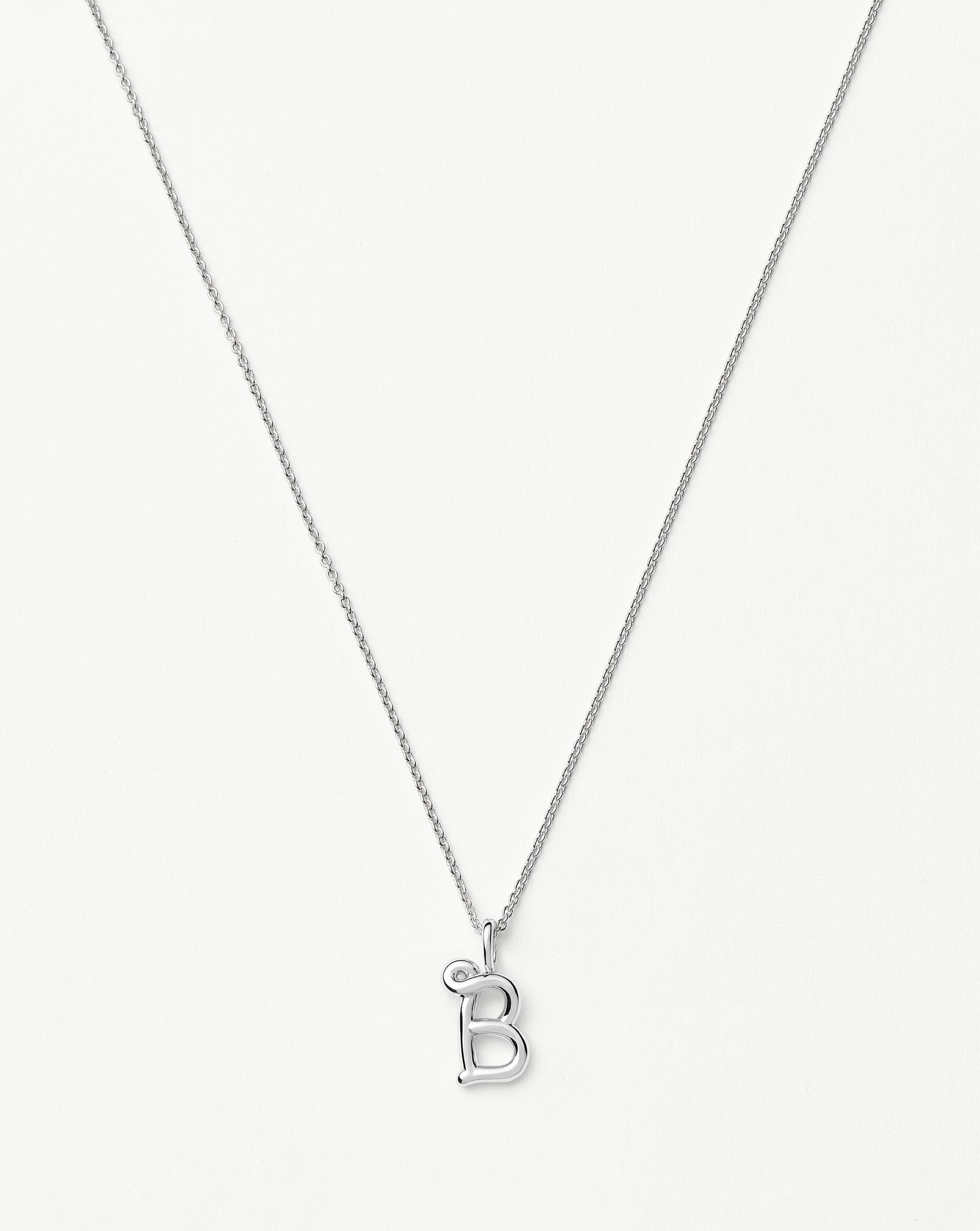 Curly Molten Mini Initial Necklace - B | Sterling Silver Necklaces Missoma 