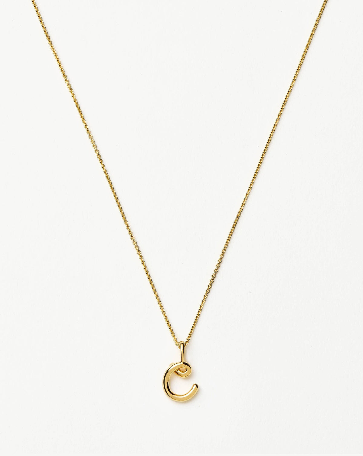 Curly Molten Mini Initial Necklace - C | 18ct Gold Vermeil Necklaces Missoma 