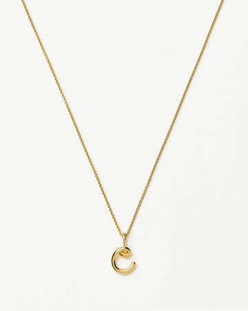 Curly Molten Mini Initial Necklace - C | 18ct Gold Vermeil Necklaces Missoma 
