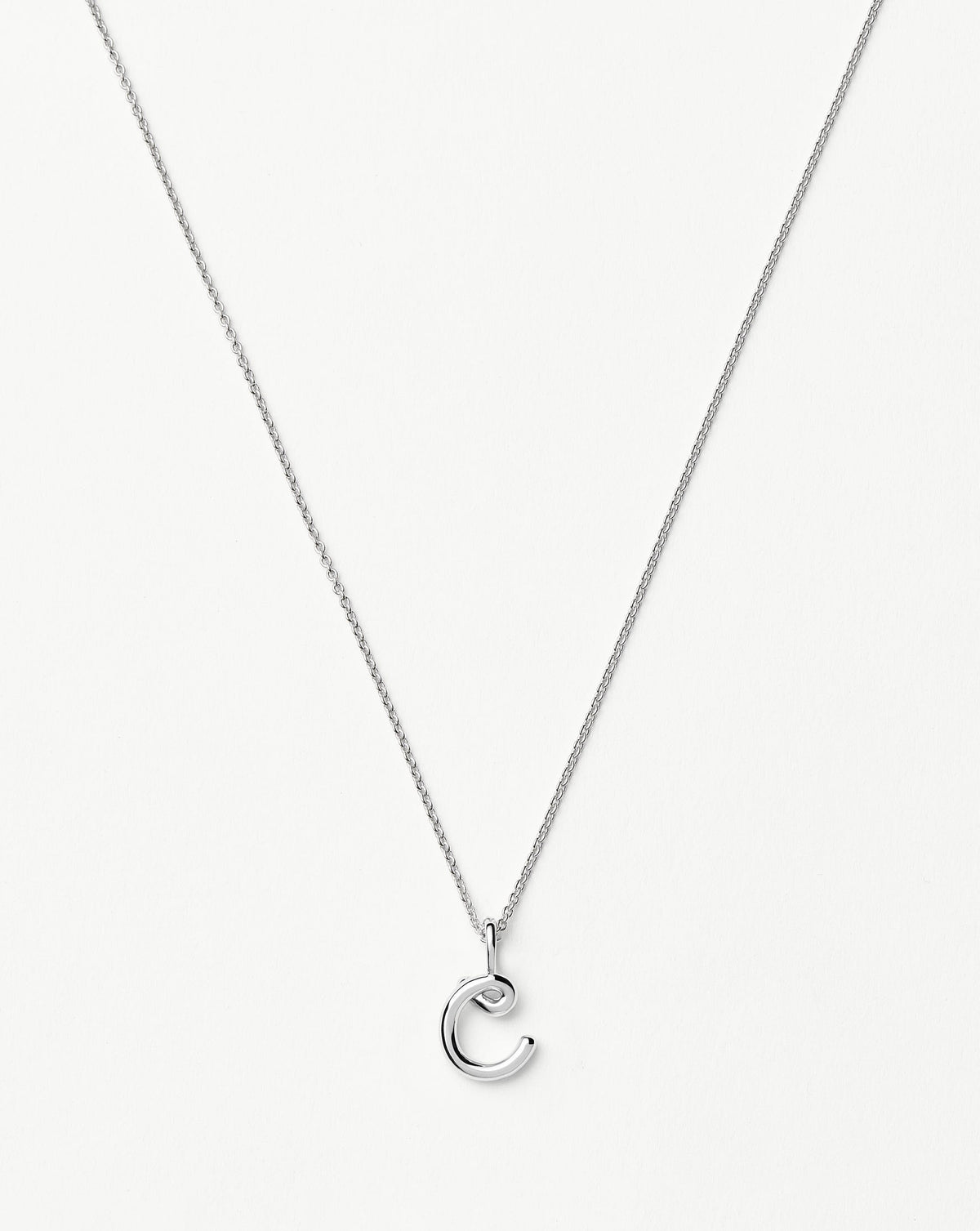 Curly Molten Mini Initial Necklace - C | Sterling Silver Necklaces Missoma 