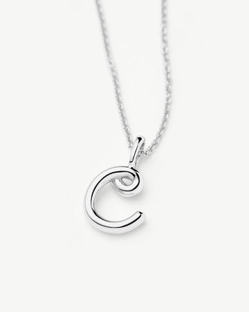 Curly Molten Mini Initial Necklace - C | Sterling Silver Necklaces Missoma 