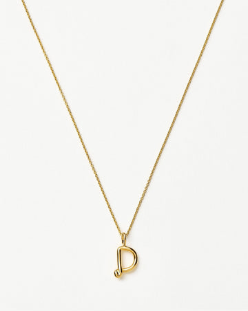 Curly Molten Mini Initial Necklace - D | 18ct Gold Vermeil Necklaces Missoma 