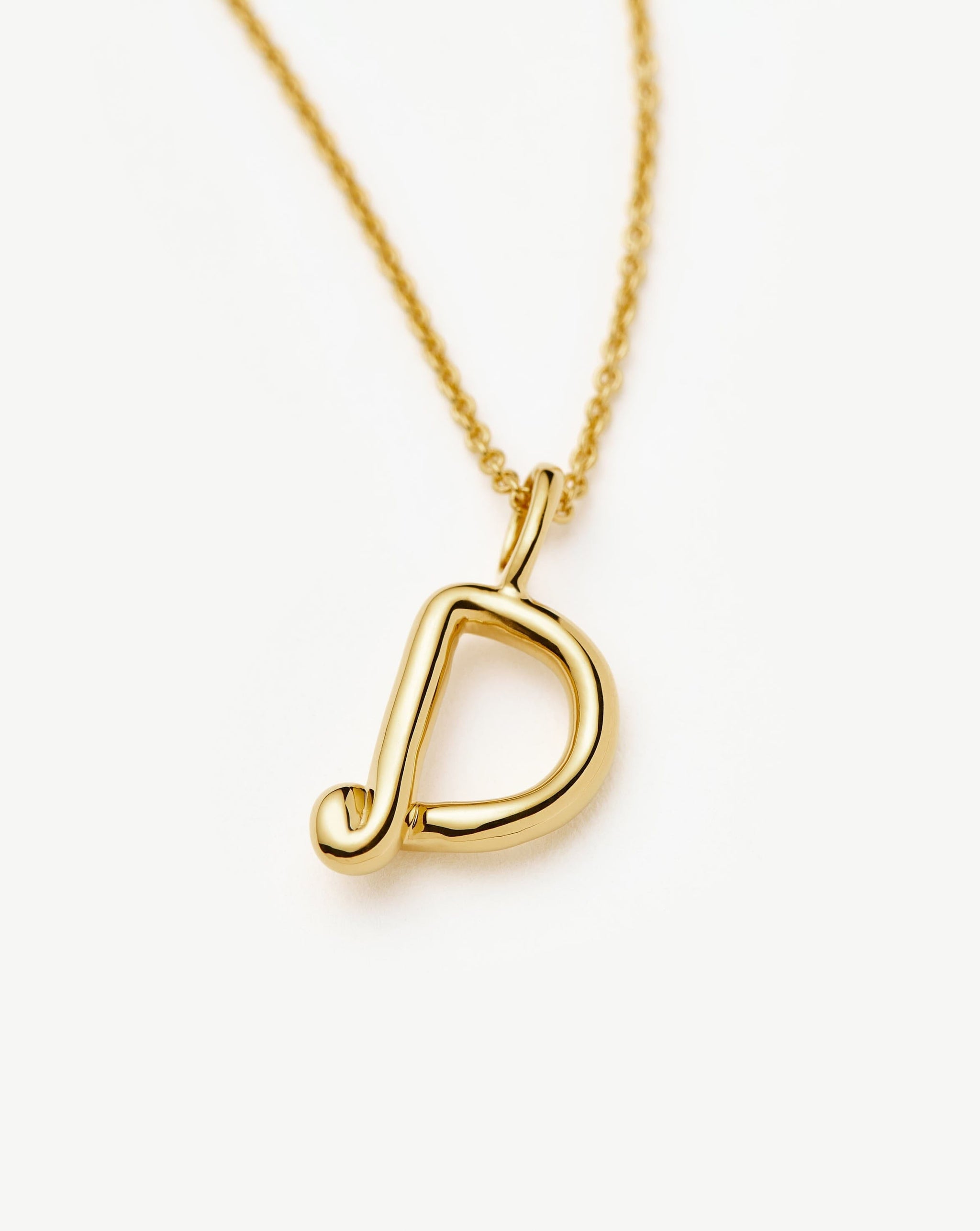 Curly Molten Mini Initial Necklace - D | 18ct Gold Vermeil Necklaces Missoma 