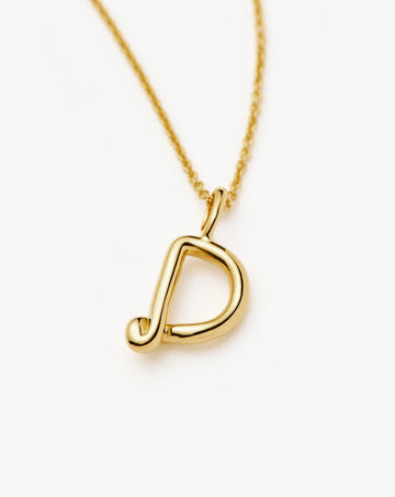 Curly Molten Mini Initial Necklace - D | 18ct Gold Vermeil Necklaces Missoma 