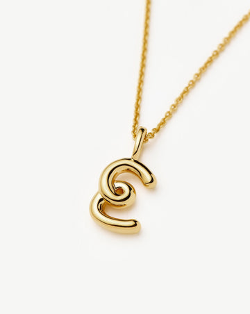 Curly Molten Mini Initial Necklace - E | 18ct Gold Vermeil Necklaces Missoma 