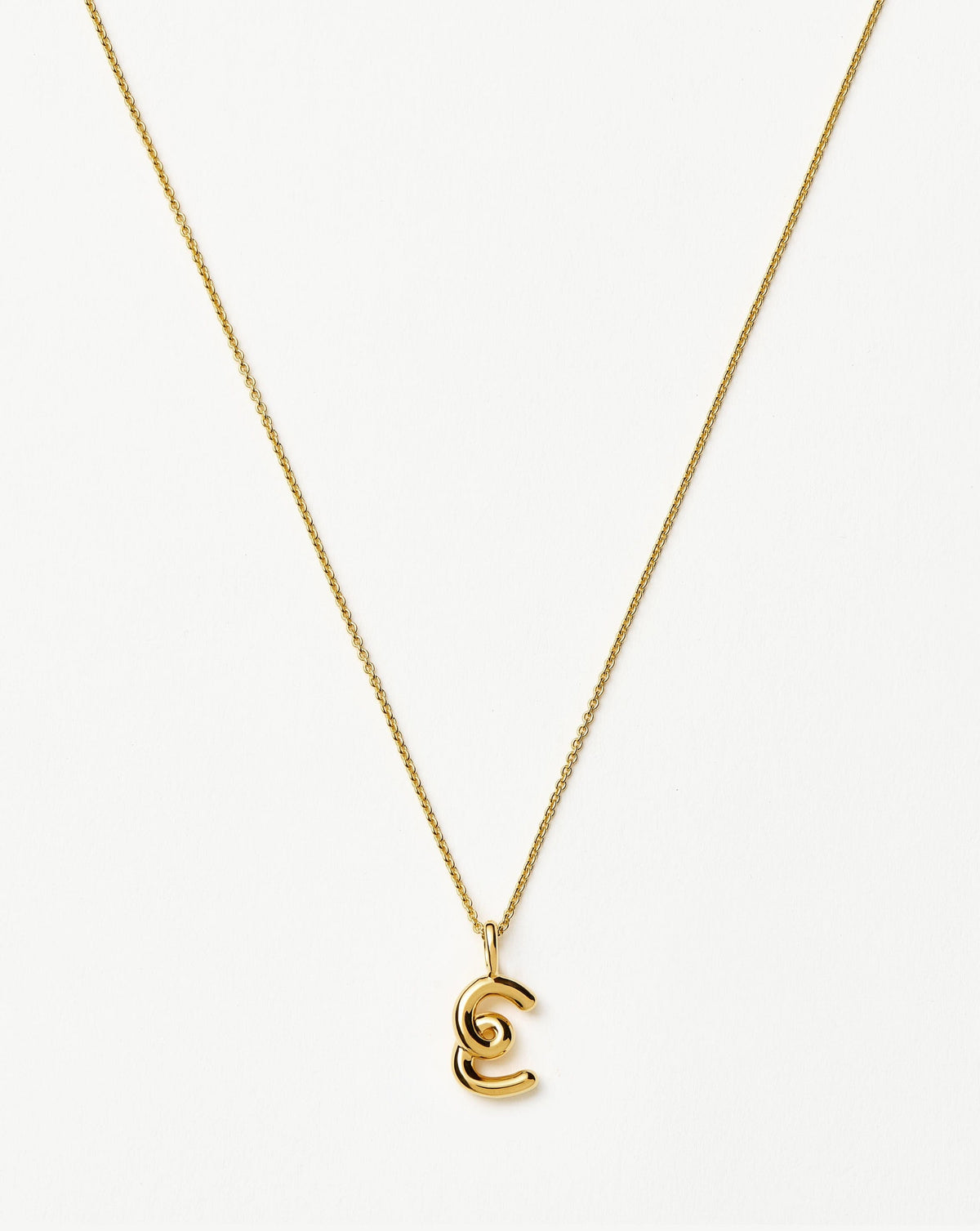 Curly Molten Mini Initial Necklace - E | 18ct Gold Vermeil Necklaces Missoma 