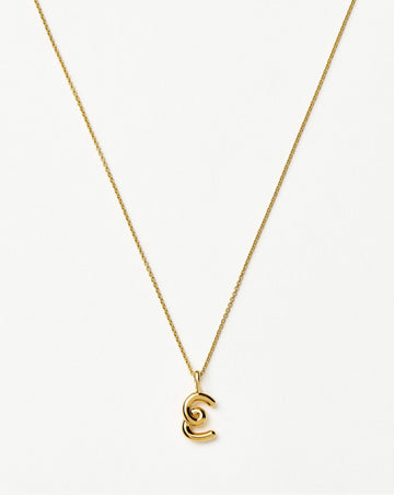 Curly Molten Mini Initial Necklace - E | 18ct Gold Vermeil Necklaces Missoma 