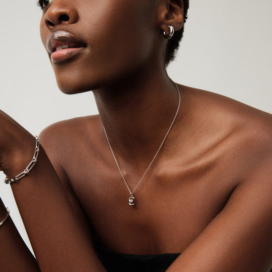 Curly Molten Mini Initial Necklace - E | Sterling Silver Necklaces Missoma 