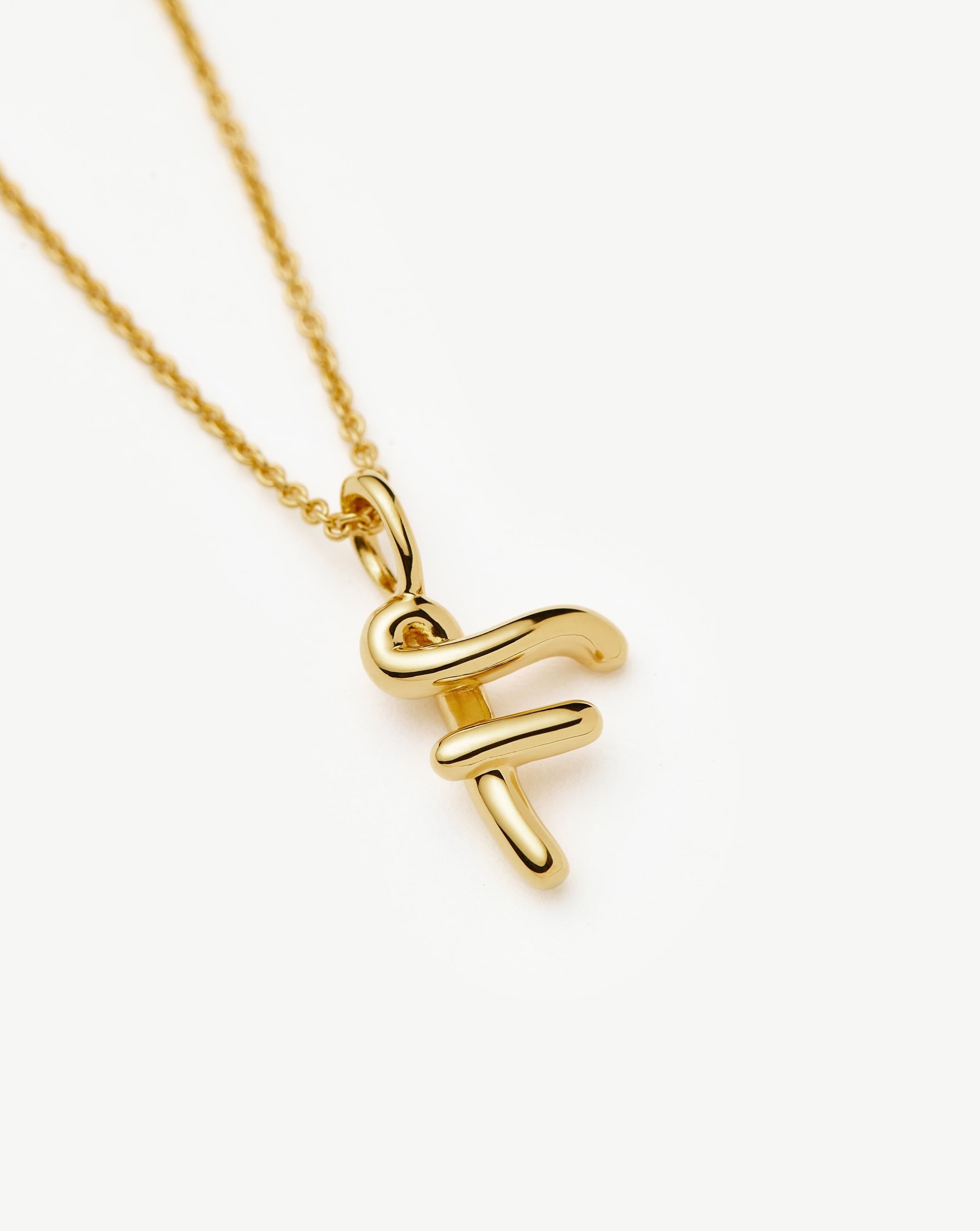 Curly Molten Mini Initial Necklace - F | 18ct Gold Vermeil Necklaces Missoma 