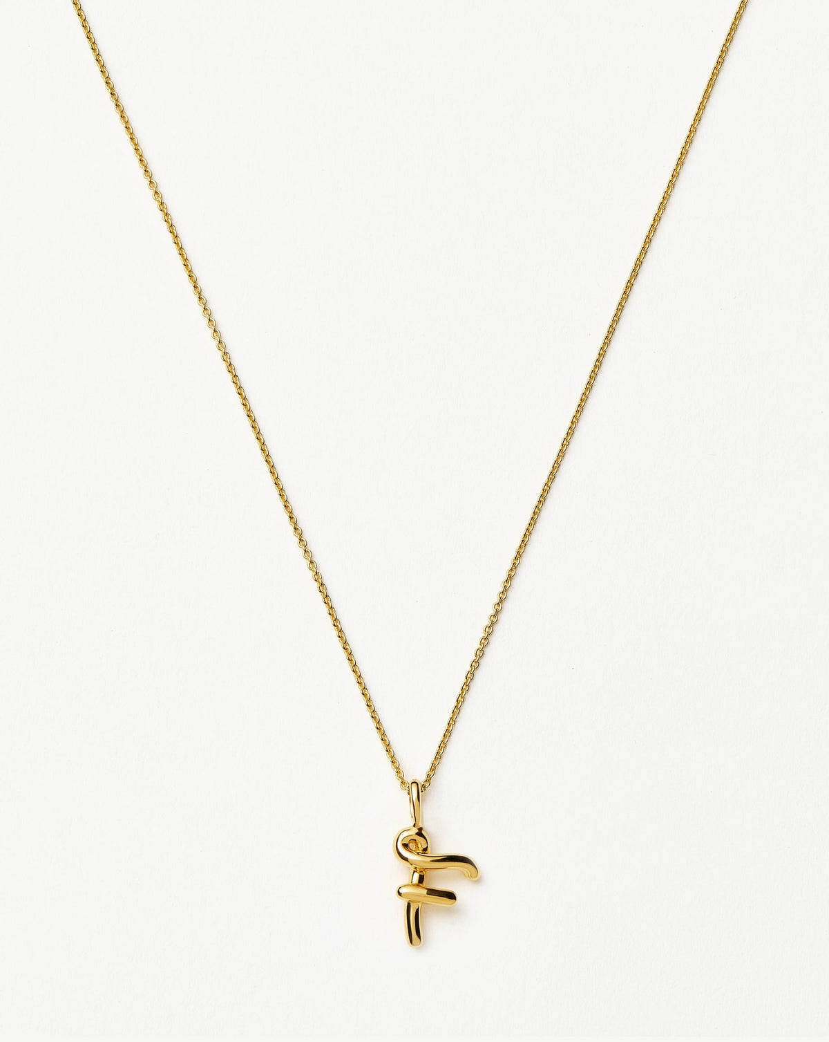 Curly Molten Mini Initial Necklace - F | 18ct Gold Vermeil Necklaces Missoma 
