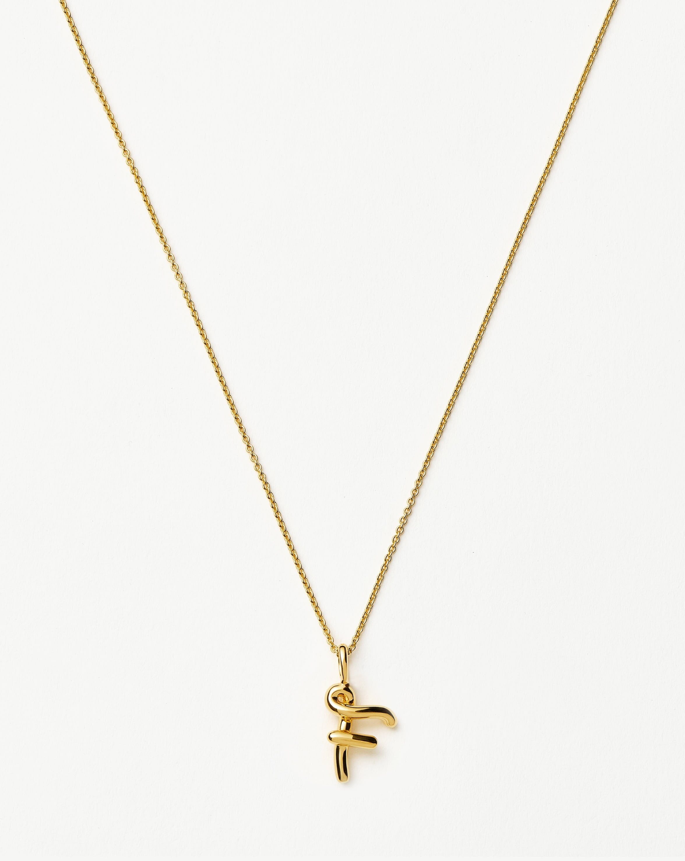 Curly Molten Mini Initial Necklace - F | 18ct Gold Vermeil Necklaces Missoma 