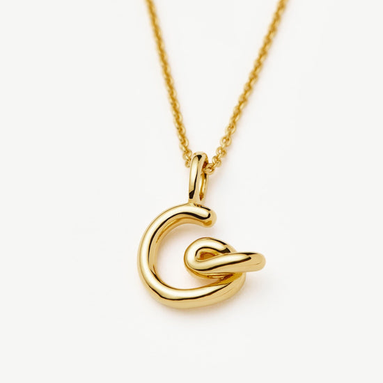 Curly Molten Mini Initial Necklace - G | 18ct Gold Vermeil Necklaces Missoma 
