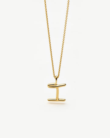 Curly Molten Mini Initial Necklace - I | 18ct Gold Vermeil Necklaces Missoma 