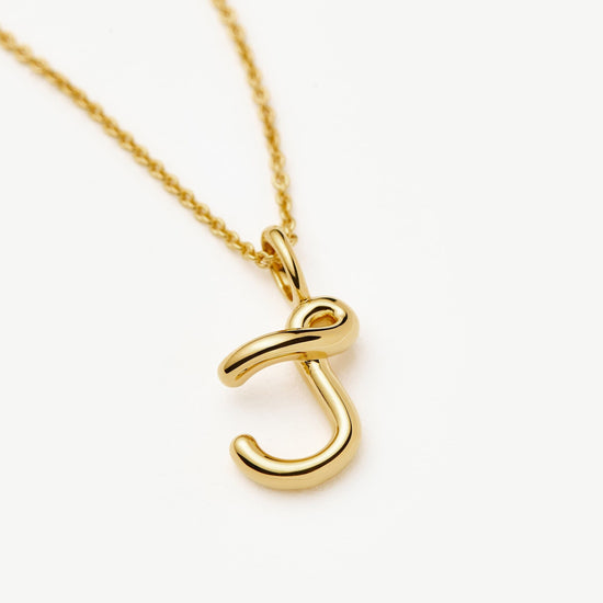 Curly Molten Mini Initial Necklace - J | 18ct Gold Vermeil Necklaces Missoma 