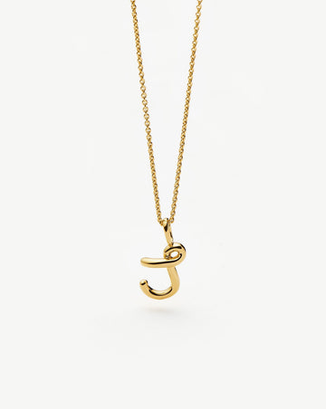 Curly Molten Mini Initial Necklace - J | 18ct Gold Vermeil Necklaces Missoma 