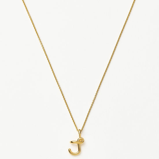 Curly Molten Mini Initial Necklace - J | 18ct Gold Vermeil Necklaces Missoma 