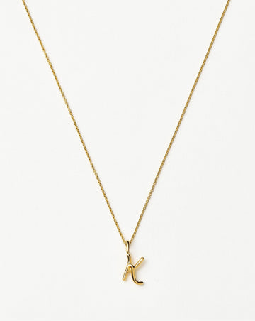 Curly Molten Mini Initial Necklace - K | 18ct Gold Vermeil Necklaces Missoma 