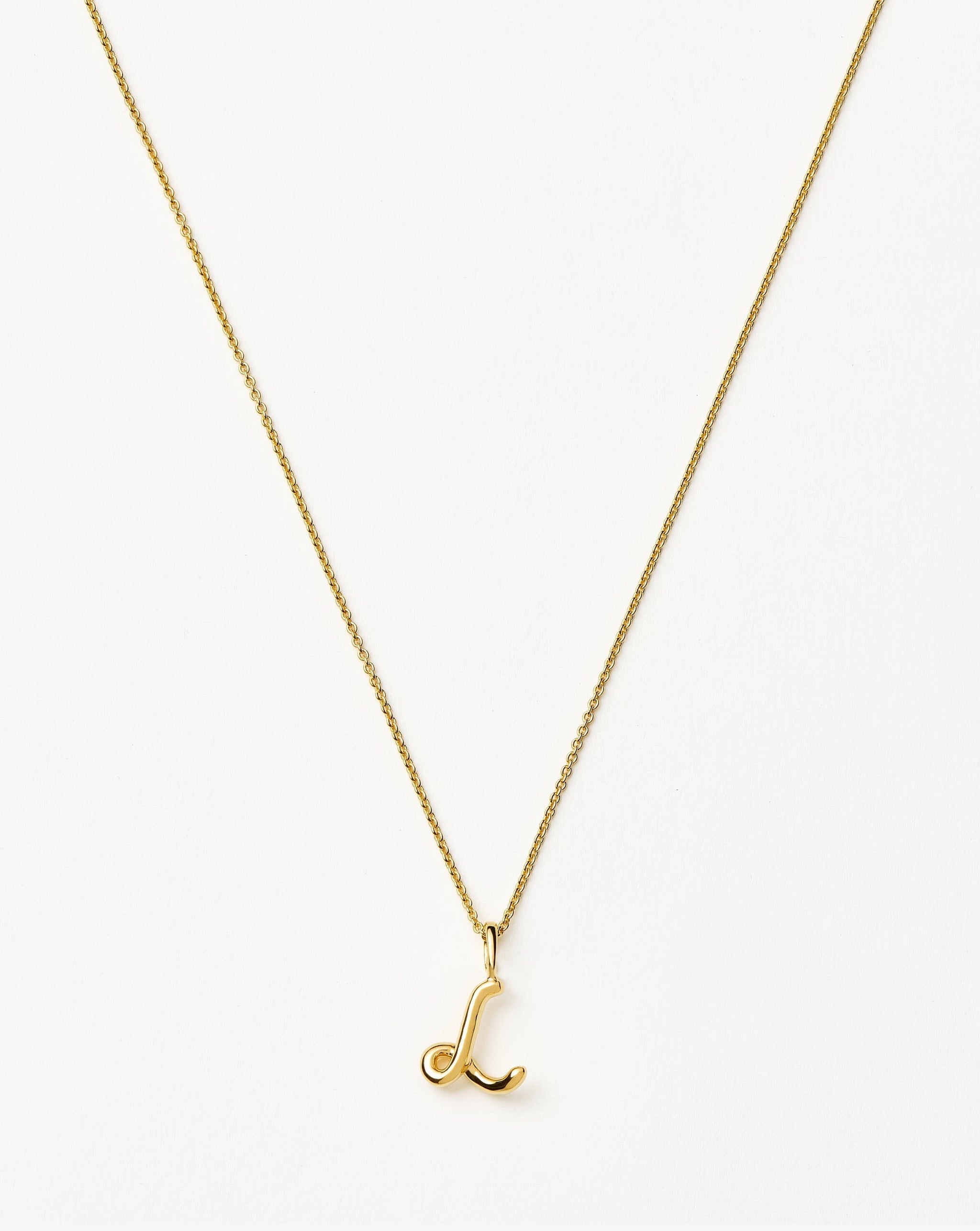 Curly Molten Mini Initial Necklace - L | 18ct Gold Vermeil Necklaces Missoma 