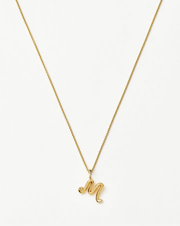 Curly Molten Mini Initial Necklace - M | 18ct Gold Vermeil Necklaces Missoma 