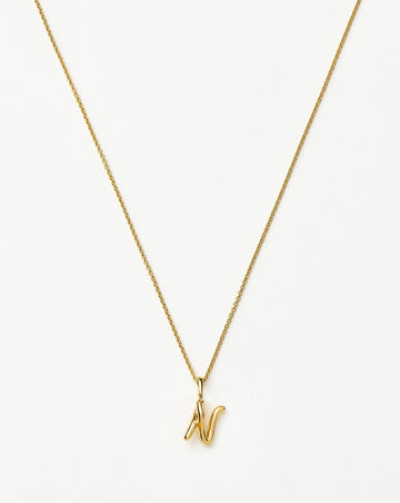 Curly Molten Mini Initial Necklace - N | 18ct Gold Vermeil Necklaces Missoma 